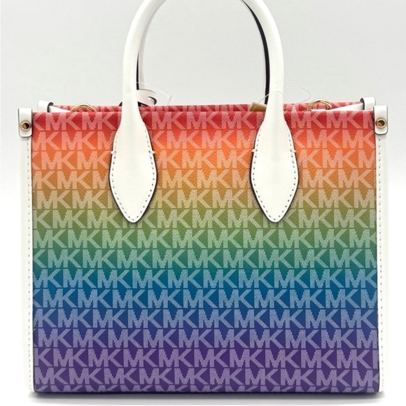 Michael Kors Mirella Small Rainbow Signature Logo Xbody Tote Bag Rainbow - Picture 5 of 10